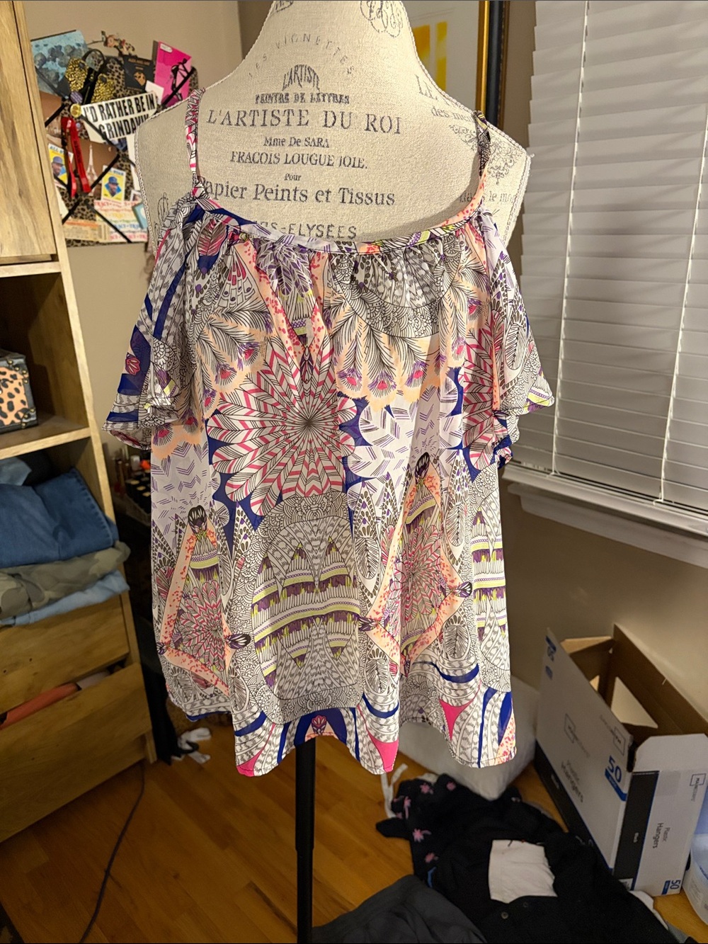 Bohemian Floral Off-Shoulder Women’s Top in Multi-Color - Large